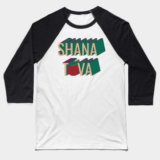 3D retro style Shana Tova apple Baseball T-Shirt